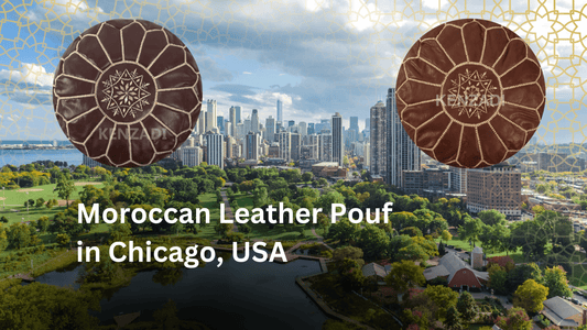 Moroccan Leather Pouf in Chicago, USA - My Poufs