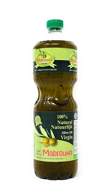 Mabrouka Moroccan Virgin Olive Oil, (34 Fl Oz / 1 Liter) - Handmade by My Poufs