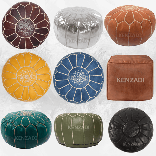 Moroccan Leather Stuffed Poufs - Handmade by My Poufs