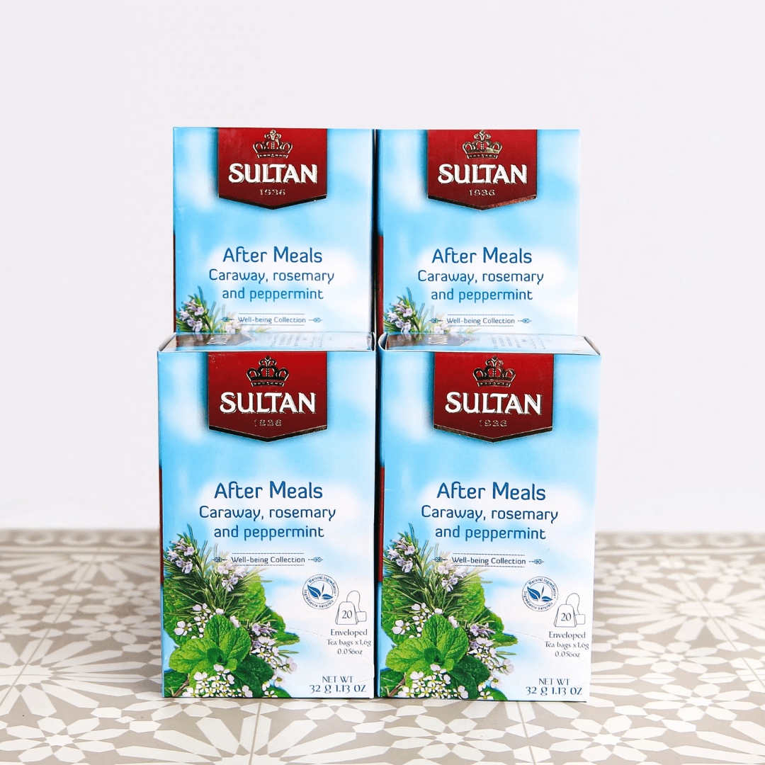 Sultan After Meals Caraway, Rosemary and Peppermint Tea - 20 Tea Bags - Handmade by My Poufs