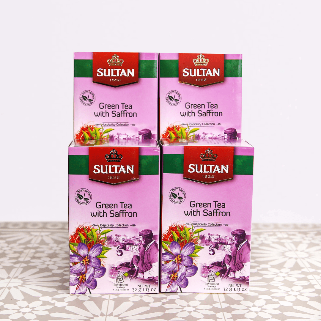 Sultan Green Tea with Saffron - 20 Tea Bags - Handmade by My Poufs