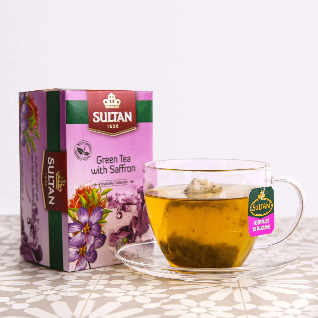 Sultan Green Tea with Saffron - 20 Tea Bags - Handmade by My Poufs