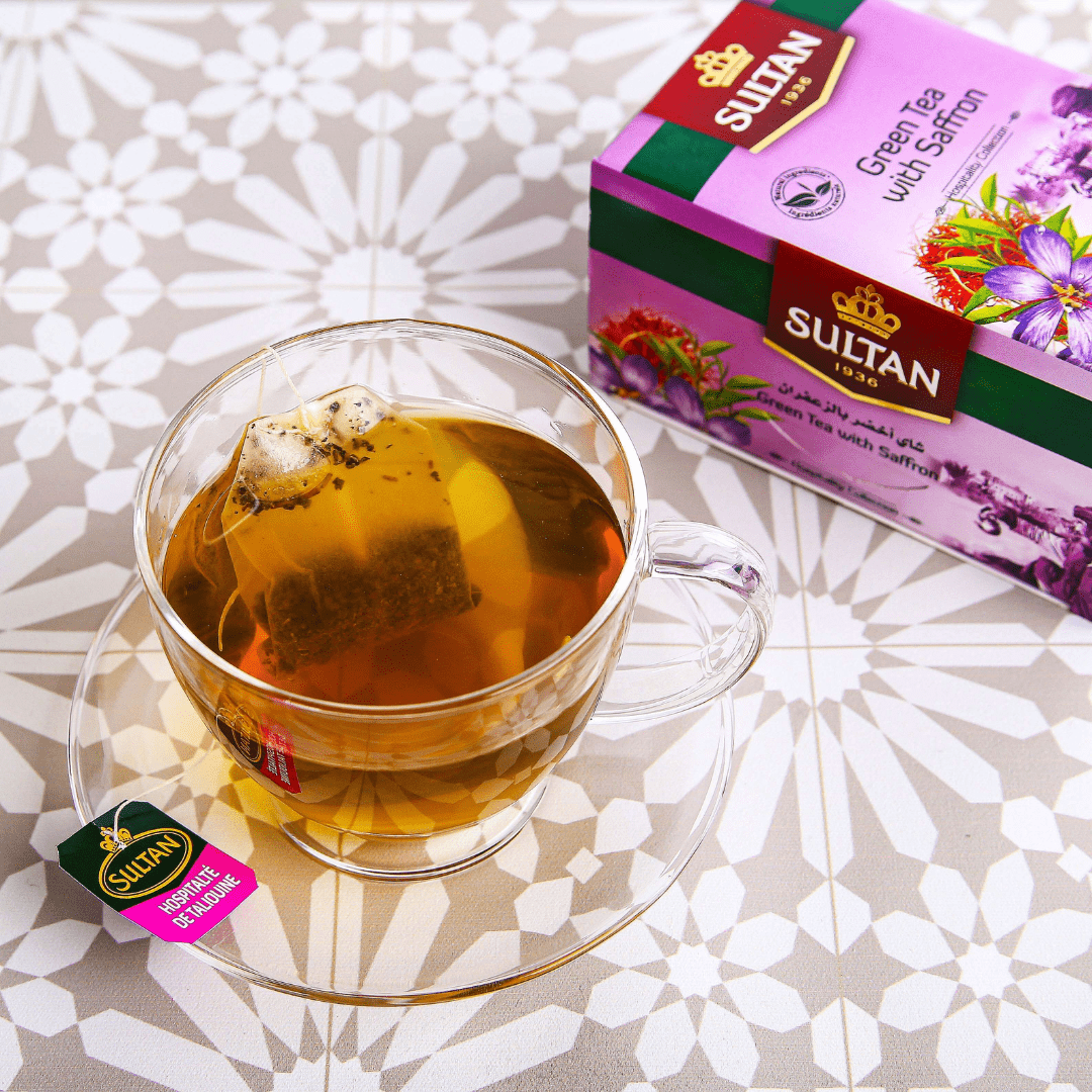 Sultan Green Tea with Saffron - 20 Tea Bags - Handmade by My Poufs