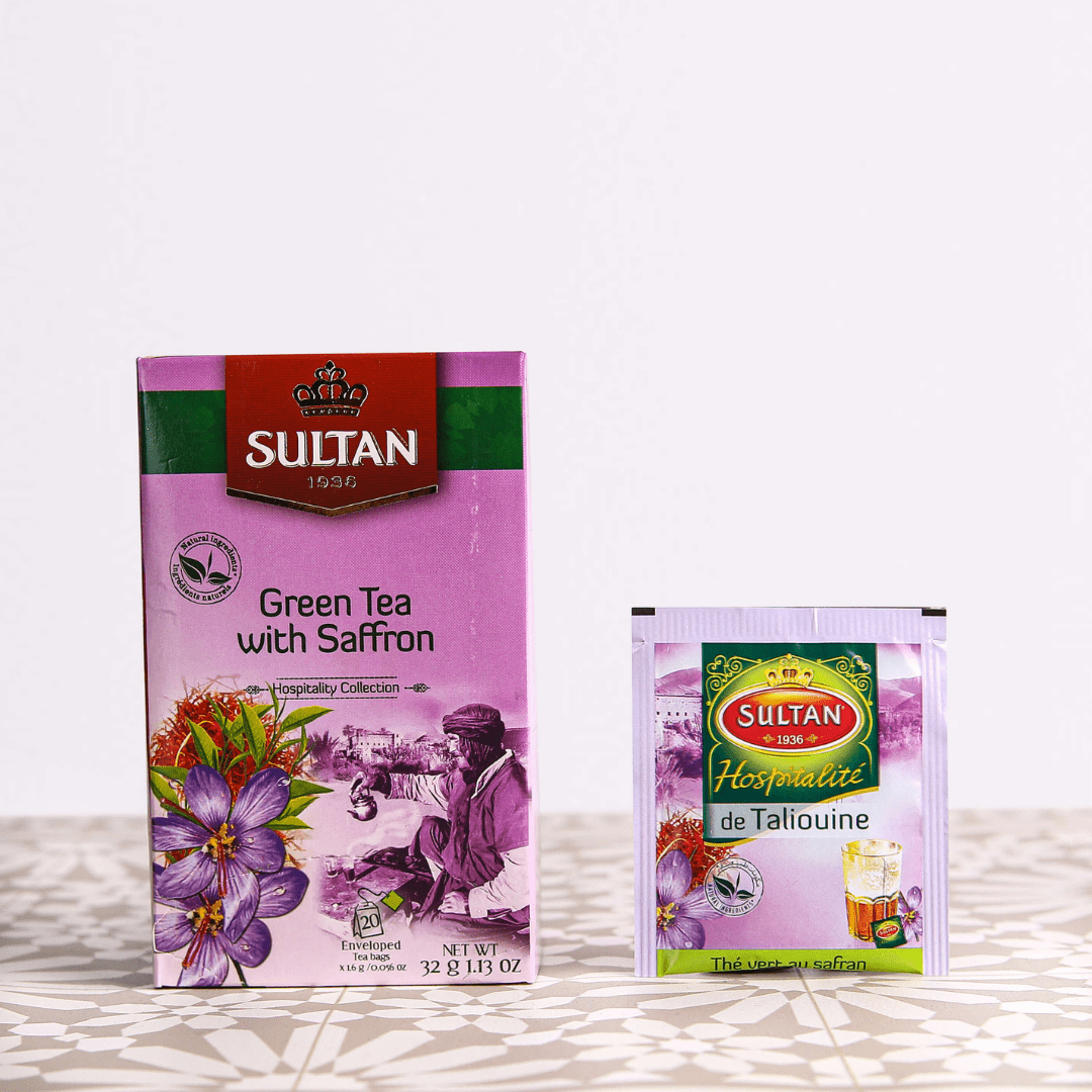 Sultan Green Tea with Saffron - 20 Tea Bags - Handmade by My Poufs