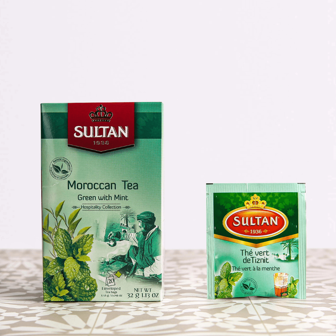 Sultan Moroccan Mint Green Tea - 20 Tea Bags - Handmade by My Poufs