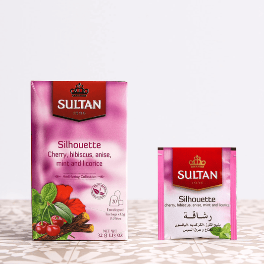 Sultan Silhouette Cherry, Hibiscus, Anise, Mint and Licorice Tea - 20 Tea Bags - Handmade by My Poufs