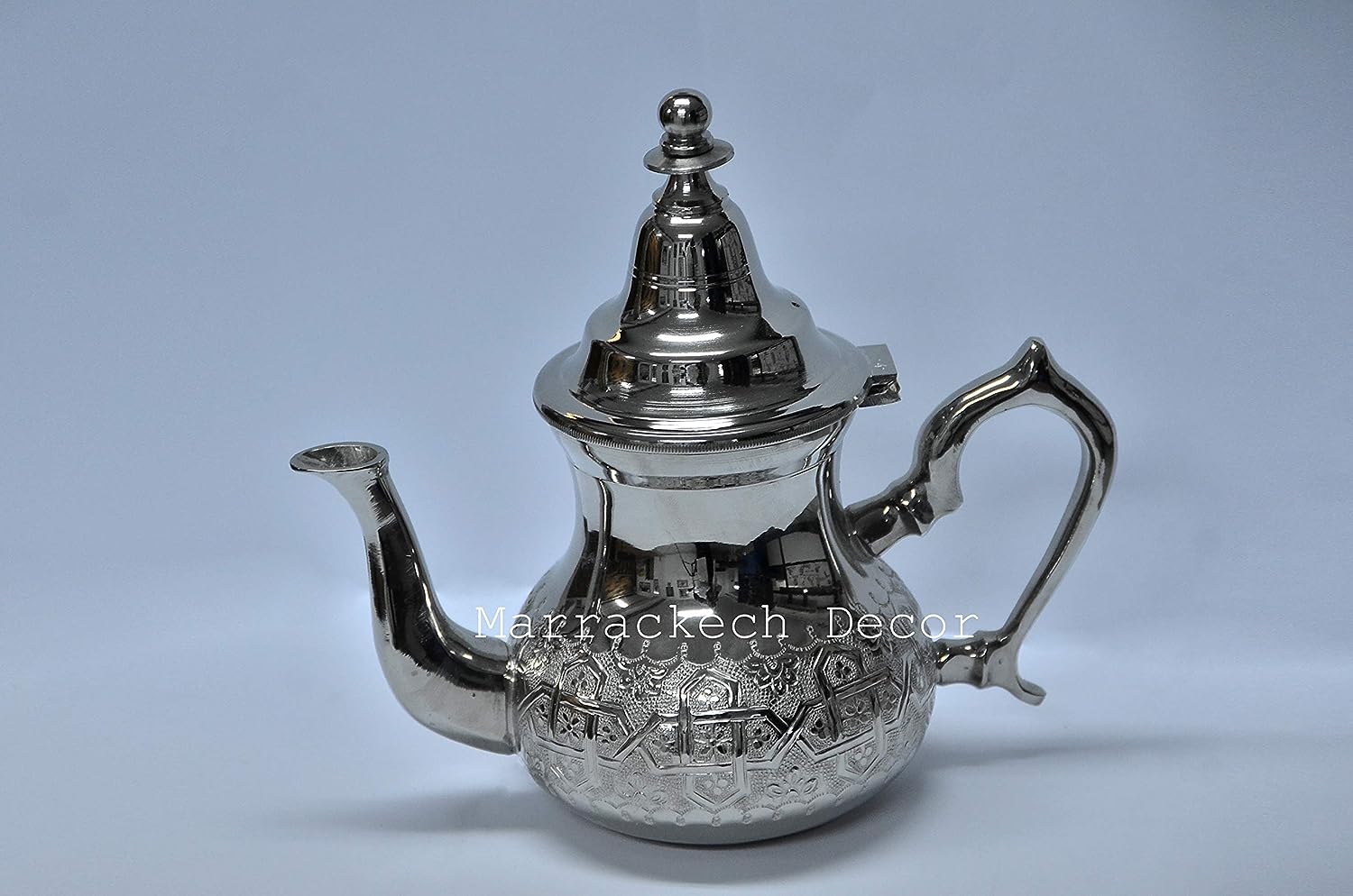 Moroccan 4 Cups Tea Pot Handmade Serving Small Brass Silver Plated Teapot Hand Carved In Fes Morocco - Handmade by My Poufs