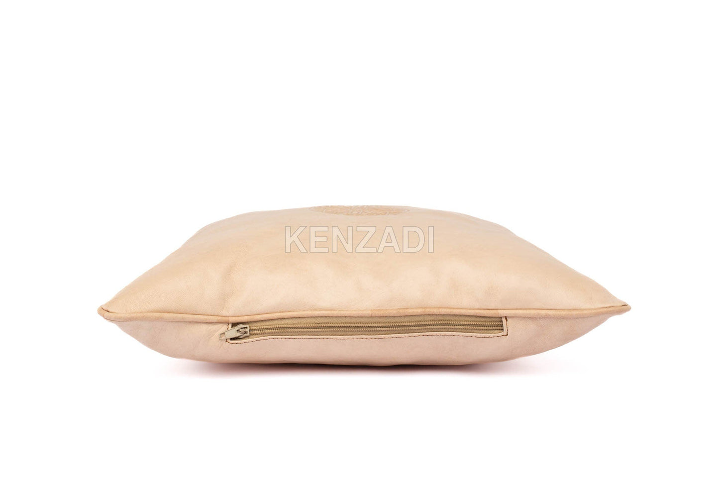 Moroccan Leather Pillow, Beige traditional Throw Pillow Case by Kenzadi - Handmade by My Poufs