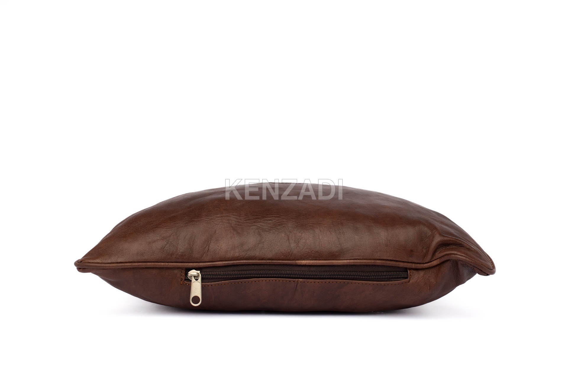 Moroccan Leather Pillow, Brown traditional Throw Pillow Case by Kenzadi - Handmade by My Poufs