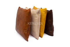 Moroccan Leather Pillow, Brown traditional Throw Pillow Case by Kenzadi - Handmade by My Poufs