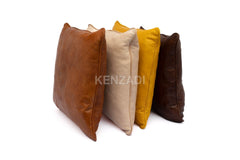 Light Brown Moroccan Leather Pillowcase - Handmade, Durable, and Versatile