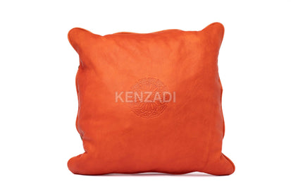 orange leather pillow