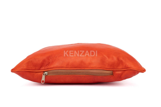 orange leather pillow