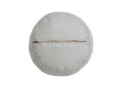Moroccan leather Pouf, round Pouf, berber Pouf, Grey Pouf with Grey embroidery by Kenzadi - Handmade by My Poufs