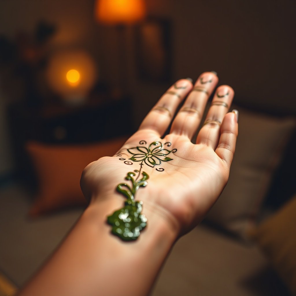 Close up of hands applying traditional henna patterns following a beginner's guide to traditional henna art