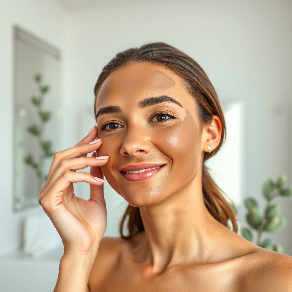 Woman with oily skin applying a Rhassoul clay mask to absorb excess sebum, showcasing why Rhassoul clay is best for oily skin types.