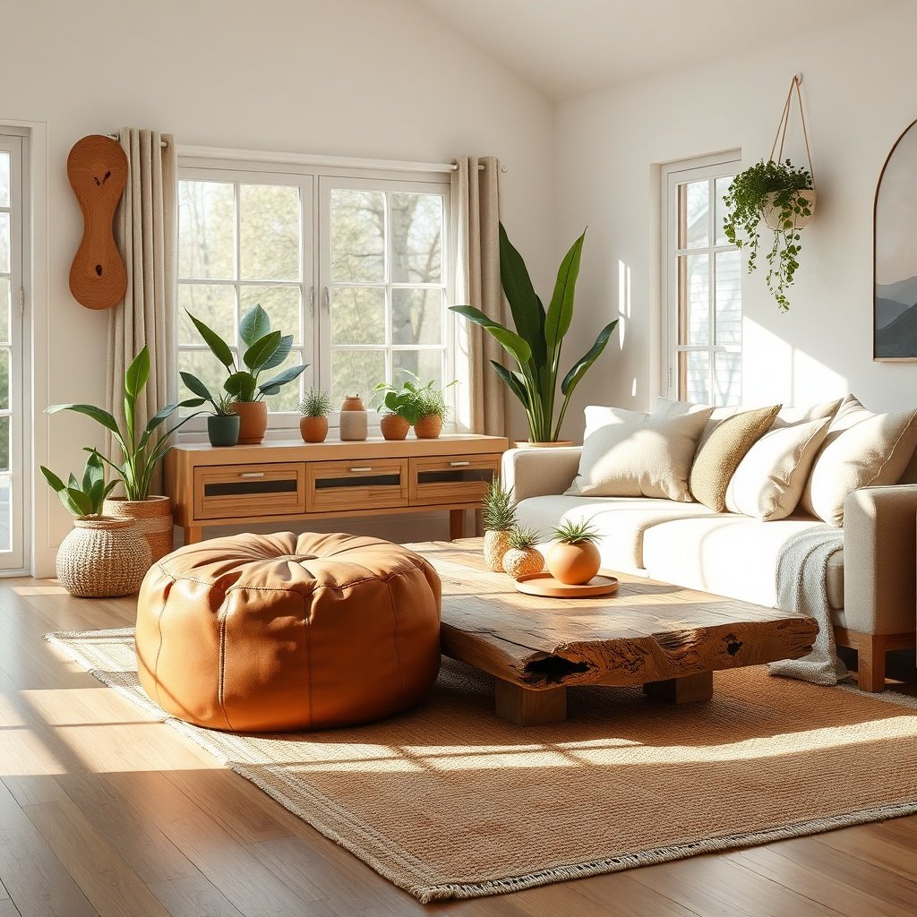 How To Pair Leather Poufs With Sustainable Home Décor Trends
